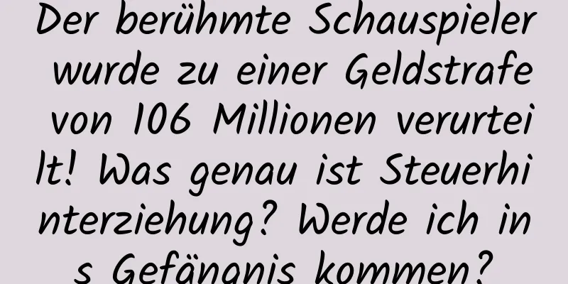 Der berühmte Schauspieler wurde zu einer Geldstrafe von 106 Millionen verurteilt! Was genau ist Steuerhinterziehung? Werde ich ins Gefängnis kommen?