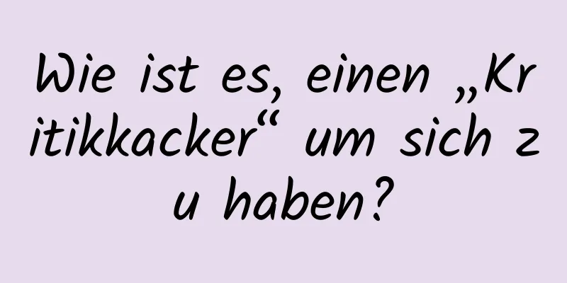 Wie ist es, einen „Kritikkacker“ um sich zu haben?