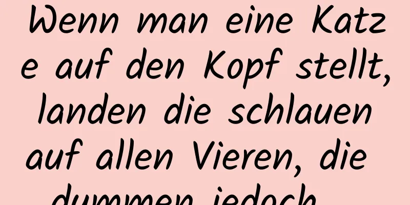 Wenn man eine Katze auf den Kopf stellt, landen die schlauen auf allen Vieren, die dummen jedoch ...