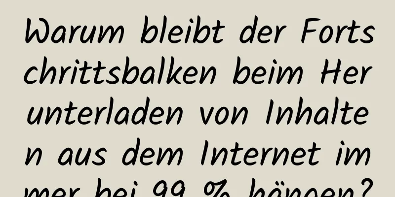 Warum bleibt der Fortschrittsbalken beim Herunterladen von Inhalten aus dem Internet immer bei 99 % hängen?