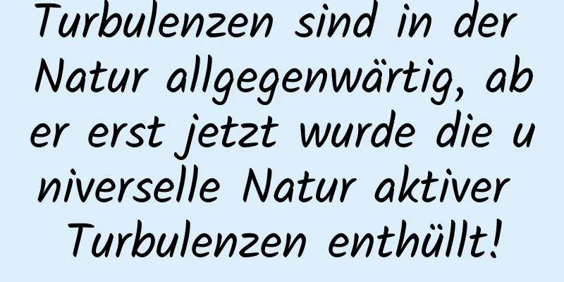 Turbulenzen sind in der Natur allgegenwärtig, aber erst jetzt wurde die universelle Natur aktiver Turbulenzen enthüllt!