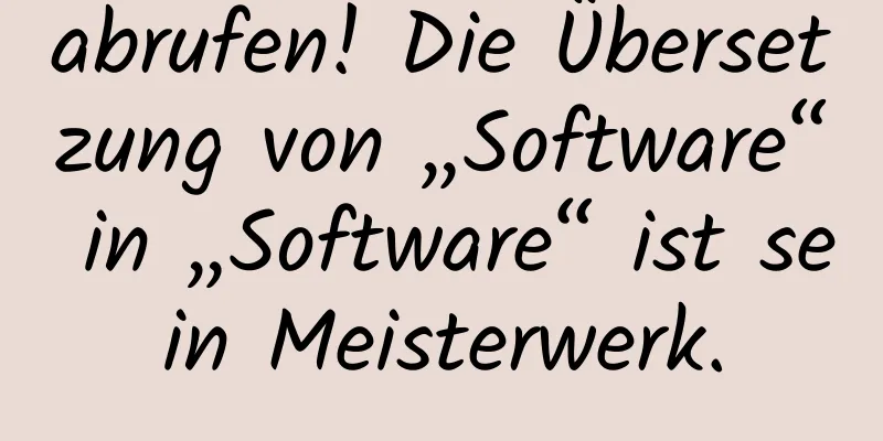 abrufen! Die Übersetzung von „Software“ in „Software“ ist sein Meisterwerk.
