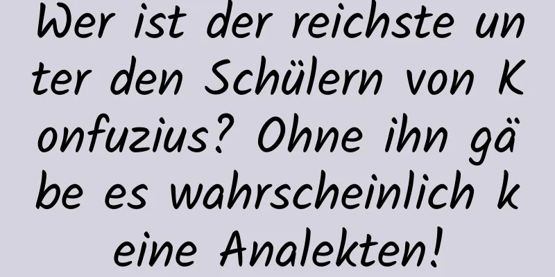 Wer ist der reichste unter den Schülern von Konfuzius? Ohne ihn gäbe es wahrscheinlich keine Analekten!