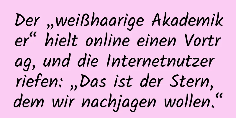 Der „weißhaarige Akademiker“ hielt online einen Vortrag, und die Internetnutzer riefen: „Das ist der Stern, dem wir nachjagen wollen.“