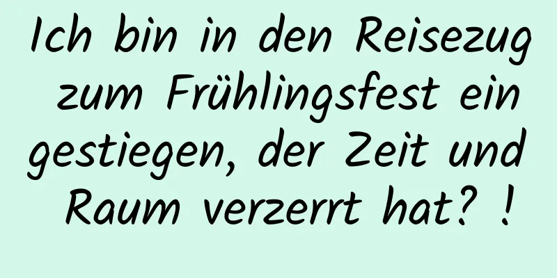 Ich bin in den Reisezug zum Frühlingsfest eingestiegen, der Zeit und Raum verzerrt hat? !