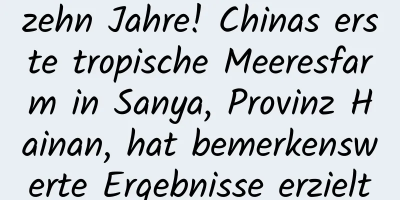 zehn Jahre! Chinas erste tropische Meeresfarm in Sanya, Provinz Hainan, hat bemerkenswerte Ergebnisse erzielt