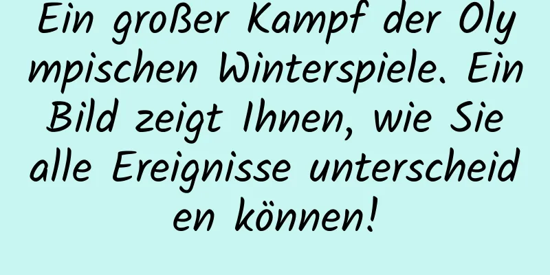 Ein großer Kampf der Olympischen Winterspiele. Ein Bild zeigt Ihnen, wie Sie alle Ereignisse unterscheiden können!