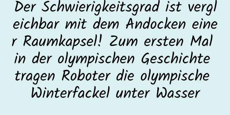 Der Schwierigkeitsgrad ist vergleichbar mit dem Andocken einer Raumkapsel! Zum ersten Mal in der olympischen Geschichte tragen Roboter die olympische Winterfackel unter Wasser