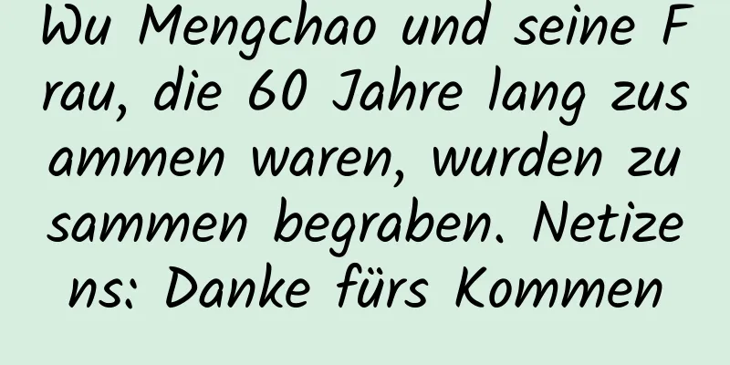 Wu Mengchao und seine Frau, die 60 Jahre lang zusammen waren, wurden zusammen begraben. Netizens: Danke fürs Kommen
