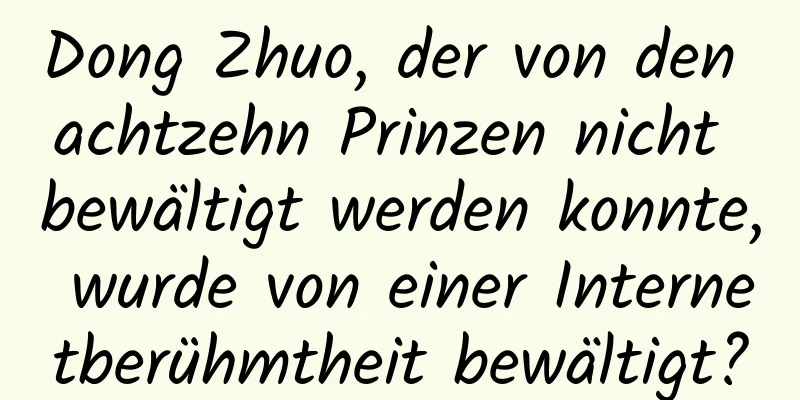 Dong Zhuo, der von den achtzehn Prinzen nicht bewältigt werden konnte, wurde von einer Internetberühmtheit bewältigt?