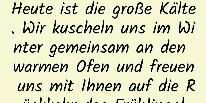 Heute ist die große Kälte. Wir kuscheln uns im Winter gemeinsam an den warmen Ofen und freuen uns mit Ihnen auf die Rückkehr des Frühlings!