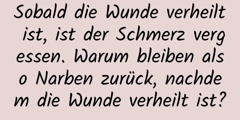 Sobald die Wunde verheilt ist, ist der Schmerz vergessen. Warum bleiben also Narben zurück, nachdem die Wunde verheilt ist?