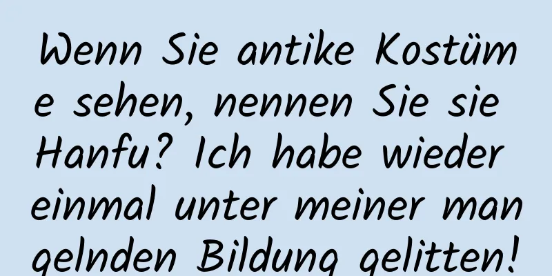 Wenn Sie antike Kostüme sehen, nennen Sie sie Hanfu? Ich habe wieder einmal unter meiner mangelnden Bildung gelitten!