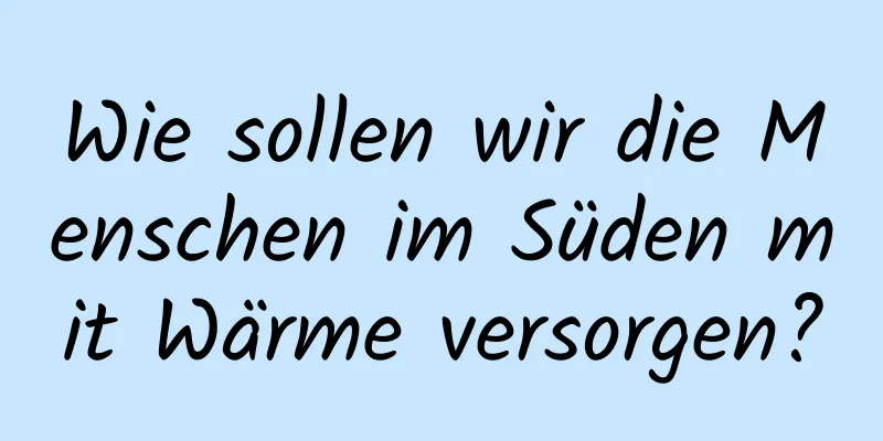 Wie sollen wir die Menschen im Süden mit Wärme versorgen?