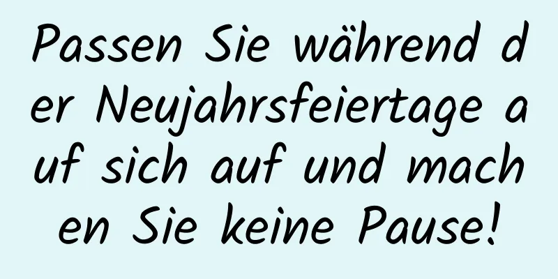 Passen Sie während der Neujahrsfeiertage auf sich auf und machen Sie keine Pause!