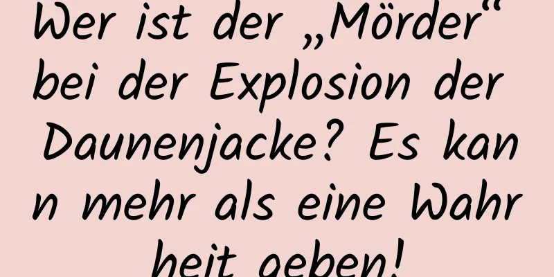 Wer ist der „Mörder“ bei der Explosion der Daunenjacke? Es kann mehr als eine Wahrheit geben!