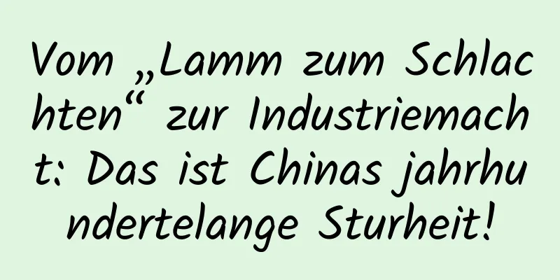 Vom „Lamm zum Schlachten“ zur Industriemacht: Das ist Chinas jahrhundertelange Sturheit!