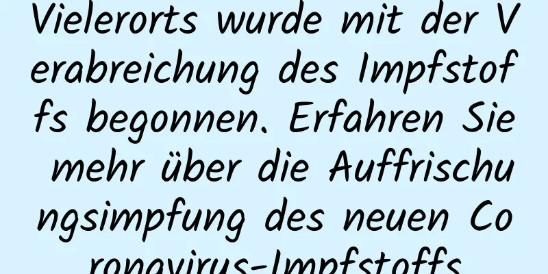 Vielerorts wurde mit der Verabreichung des Impfstoffs begonnen. Erfahren Sie mehr über die Auffrischungsimpfung des neuen Coronavirus-Impfstoffs