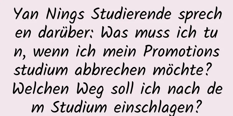 Yan Nings Studierende sprechen darüber: Was muss ich tun, wenn ich mein Promotionsstudium abbrechen möchte? Welchen Weg soll ich nach dem Studium einschlagen?