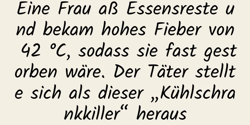 Eine Frau aß Essensreste und bekam hohes Fieber von 42 °C, sodass sie fast gestorben wäre. Der Täter stellte sich als dieser „Kühlschrankkiller“ heraus