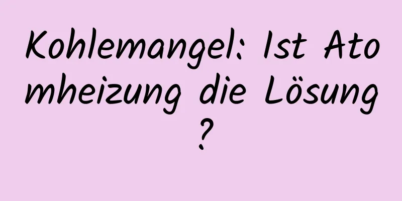Kohlemangel: Ist Atomheizung die Lösung?