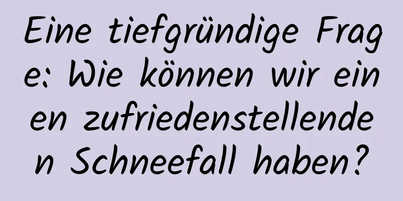 Eine tiefgründige Frage: Wie können wir einen zufriedenstellenden Schneefall haben?