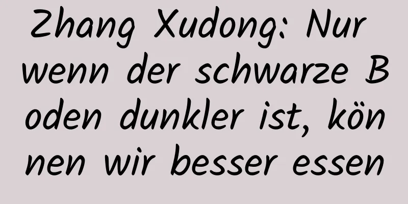 Zhang Xudong: Nur wenn der schwarze Boden dunkler ist, können wir besser essen