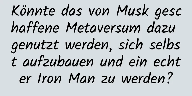 Könnte das von Musk geschaffene Metaversum dazu genutzt werden, sich selbst aufzubauen und ein echter Iron Man zu werden?