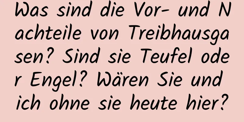 Was sind die Vor- und Nachteile von Treibhausgasen? Sind sie Teufel oder Engel? Wären Sie und ich ohne sie heute hier?