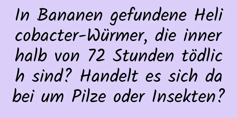 In Bananen gefundene Helicobacter-Würmer, die innerhalb von 72 Stunden tödlich sind? Handelt es sich dabei um Pilze oder Insekten?