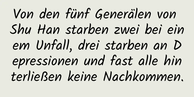 Von den fünf Generälen von Shu Han starben zwei bei einem Unfall, drei starben an Depressionen und fast alle hinterließen keine Nachkommen.