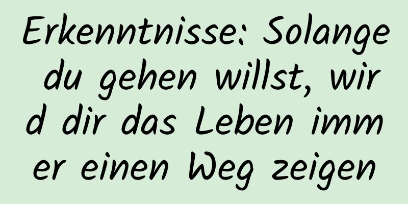 Erkenntnisse: Solange du gehen willst, wird dir das Leben immer einen Weg zeigen