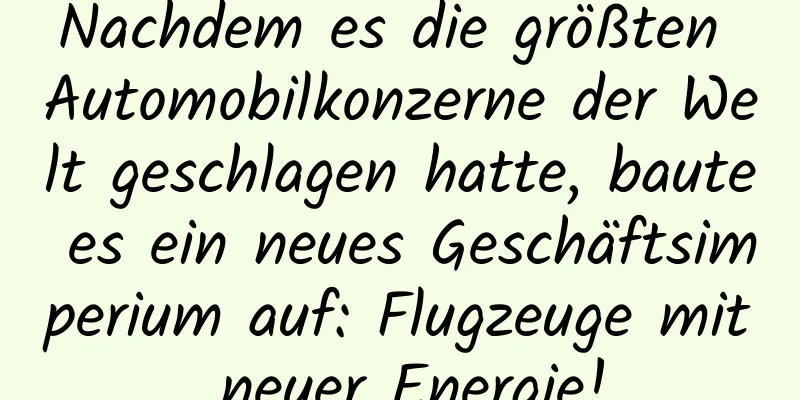 Nachdem es die größten Automobilkonzerne der Welt geschlagen hatte, baute es ein neues Geschäftsimperium auf: Flugzeuge mit neuer Energie!