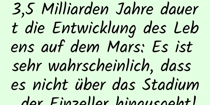 3,5 Milliarden Jahre dauert die Entwicklung des Lebens auf dem Mars: Es ist sehr wahrscheinlich, dass es nicht über das Stadium der Einzeller hinausgeht!