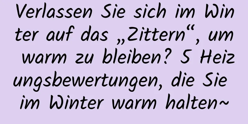 Verlassen Sie sich im Winter auf das „Zittern“, um warm zu bleiben? 5 Heizungsbewertungen, die Sie im Winter warm halten~