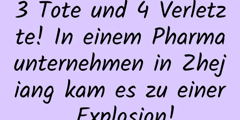 3 Tote und 4 Verletzte! In einem Pharmaunternehmen in Zhejiang kam es zu einer Explosion!