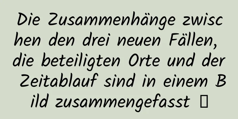 Die Zusammenhänge zwischen den drei neuen Fällen, die beteiligten Orte und der Zeitablauf sind in einem Bild zusammengefasst →