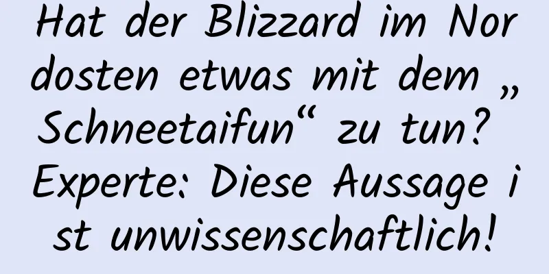 Hat der Blizzard im Nordosten etwas mit dem „Schneetaifun“ zu tun? Experte: Diese Aussage ist unwissenschaftlich!