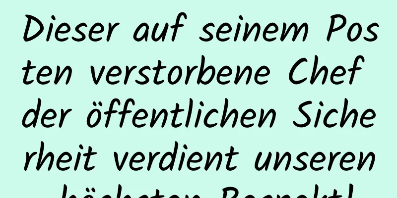 Dieser auf seinem Posten verstorbene Chef der öffentlichen Sicherheit verdient unseren höchsten Respekt!