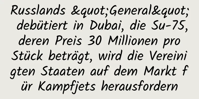 Russlands "General" debütiert in Dubai, die Su-75, deren Preis 30 Millionen pro Stück beträgt, wird die Vereinigten Staaten auf dem Markt für Kampfjets herausfordern