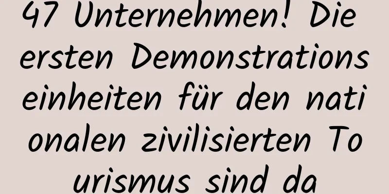47 Unternehmen! Die ersten Demonstrationseinheiten für den nationalen zivilisierten Tourismus sind da