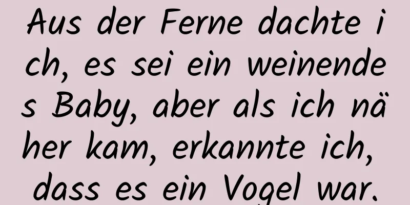 Aus der Ferne dachte ich, es sei ein weinendes Baby, aber als ich näher kam, erkannte ich, dass es ein Vogel war.