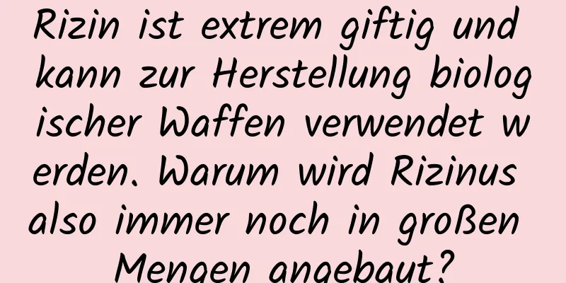 Rizin ist extrem giftig und kann zur Herstellung biologischer Waffen verwendet werden. Warum wird Rizinus also immer noch in großen Mengen angebaut?