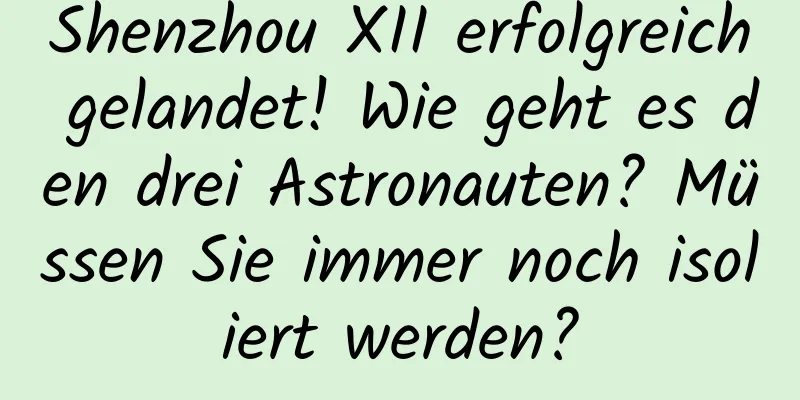 Shenzhou XII erfolgreich gelandet! Wie geht es den drei Astronauten? Müssen Sie immer noch isoliert werden?
