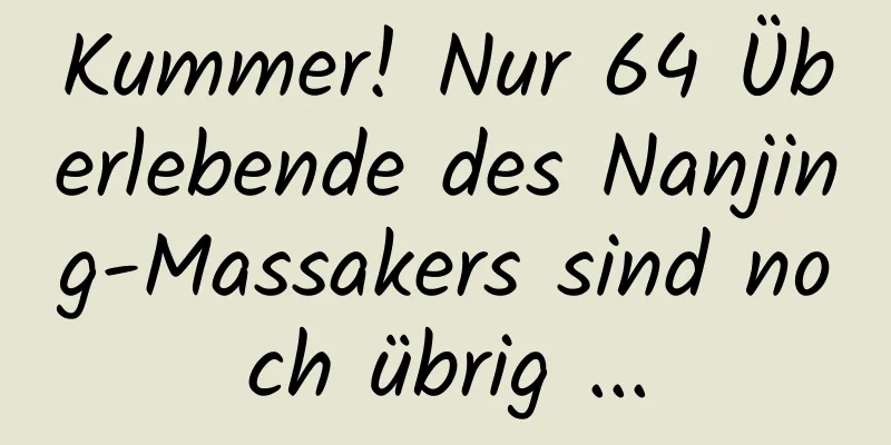 Kummer! Nur 64 Überlebende des Nanjing-Massakers sind noch übrig ...