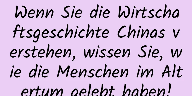 Wenn Sie die Wirtschaftsgeschichte Chinas verstehen, wissen Sie, wie die Menschen im Altertum gelebt haben!